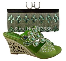Ladies African shoe and matching bag with wholesale price, stones shoe and bag for free shipping by DHL