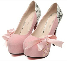 Hot sale! Princess sweet bow 2014 new spring and autumn single shoes ultra thin heels high heels 14cm sexy women’s pumps
