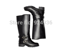 Free shipping Big Size Winter Style Round Toe Flats Flock Fashion Knee-high Heel Boots In Women Boots Casual Shoes Snow Boots