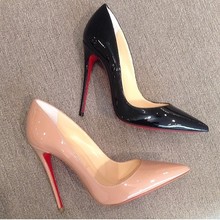 High quality genuine leather pointed toe 120mm pigalle heels wedding shoes 2014 new women black red bottoms pumps