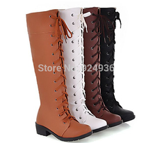 Free shipping New 2014 Fashion Women Shoes Motorcycle Boots Women Botas Pu Leather Knee-high Boots Women Winter Boots Size 35-42