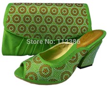 Crystal Rhinestone shoe and bag at wholesale and retail with free shipping by DHL in green size 38-43