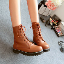 2014 Big Size Spring and Autumn Women’s Fashion Hot Sale Boots Charm Solid Lace Up PU 3 Color Ladies Shoes Wedges W1OYL1807