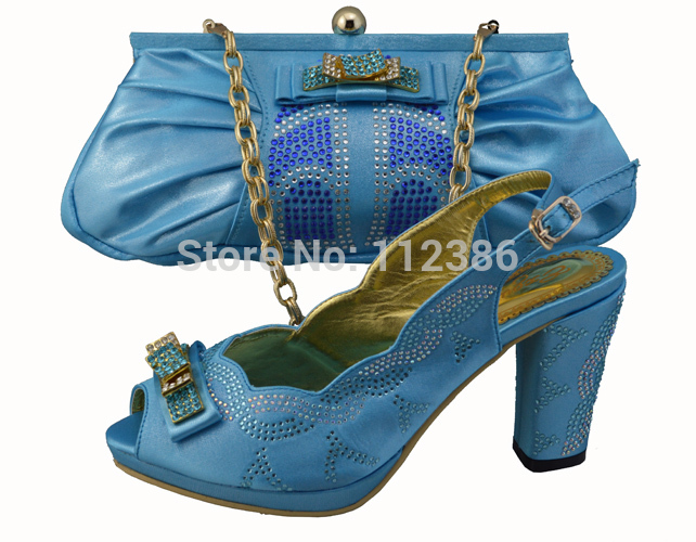 Free shipping by DHL wholesale shoe and matching bag with rhinestones for wedding and party in