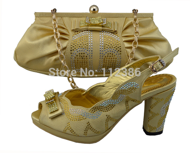Elegant fabulous shoe and bag matching set Wholesale shoe and bag to match with many stones