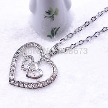 Wholesale Cheap Good Quality Crystal Heart Charm Necklace Cupid Arrow And Heart Pendent Necklace