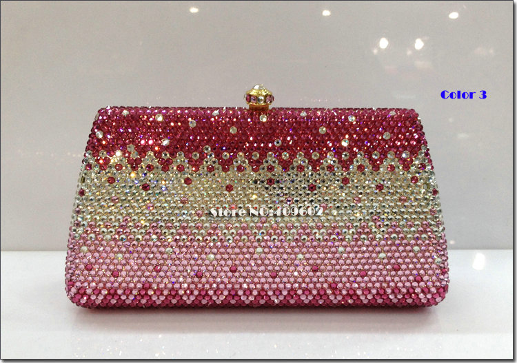 2014 NEW Style Luxury Crystal Women handbags Evening Bag Trapezoidal Metal Clutch Bride package Party bag