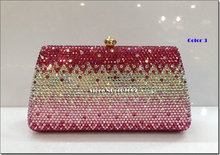 2014 NEW Style Luxury Crystal Women handbags Evening Bag Trapezoidal Metal Clutch Bride package Party bag IN FREE SHIPPING