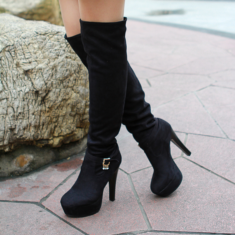 2014 Women High Heels short plush Boots Sexy shoes Over The Knee Long Boots For Women