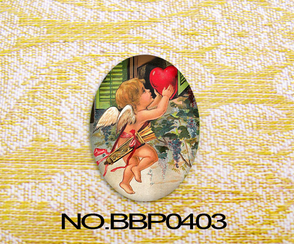 Min order 10 4pcs Cupid Oval Glass Cabochon 40x30mm for Base setting or frame BBP0403