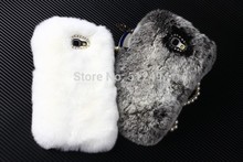 Luxury real rex rabbit fur plush Soft leather shell case for Galaxy S4 i9500 Galaxy note
