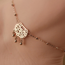 Fashion High quality Longevity lock Design Titanium Steel Rose Gold Women Barefoot Sandals Anklet Foot Chain