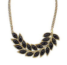 Star Jewelry 2014 New Arriva Retro Leaf Gem Necklace Cute Necklaces & Pendants Fashion Jewelry Woman Christmas Gift