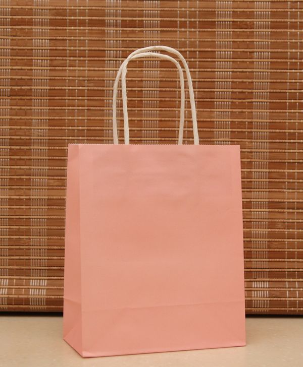 Gift paper 18x15x8cm  Handle Pink bags With Jewelry  kraft Kraft Boutique Bag  pink Paper