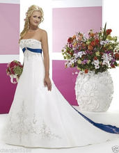 New Embroidery white and blue wedding dress custom size 2-4-6-8-10-12-14-16-18+