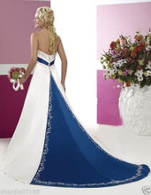 New Embroidery white and blue wedding dress custom size 2 4 6 8 10 12 14