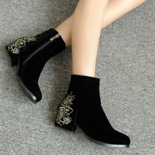 Fashion vintage embroidered women’s martin boots autumn and winter 2014 ankle boots
