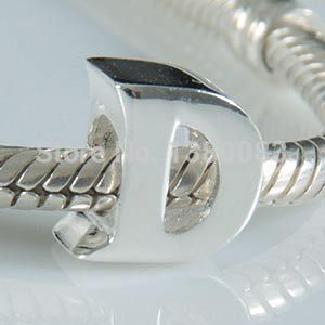 1PCS lot diy alphabet D Charm Beads 925 sterling silver jewelry Fits European Pandora Style Bracelets