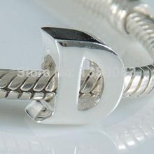 1PCS/lot diy alphabet D Charm Beads 925 sterling silver jewelry Fits European Pandora Style Bracelets