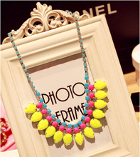 N187 Fashion Jewelry Fluorescent Color Summer Statement Necklaces 2014 Choker Beaded Necklace Gift For Women