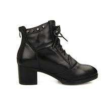 2014 Fall New Europe College wind thick with the tip of a soft surface leather zipper rivet Martin boots X8375
