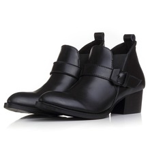 2014 winter big square with a pointed leather belt buckle side zipper boots shoes F6 Short