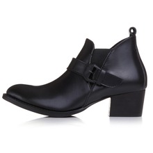 2014 winter big square with a pointed leather belt buckle side zipper boots shoes F6 Short
