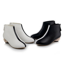 European and American big new fall 2014 Short round shaped zipper spell color with the T600 really Pima Ding boots