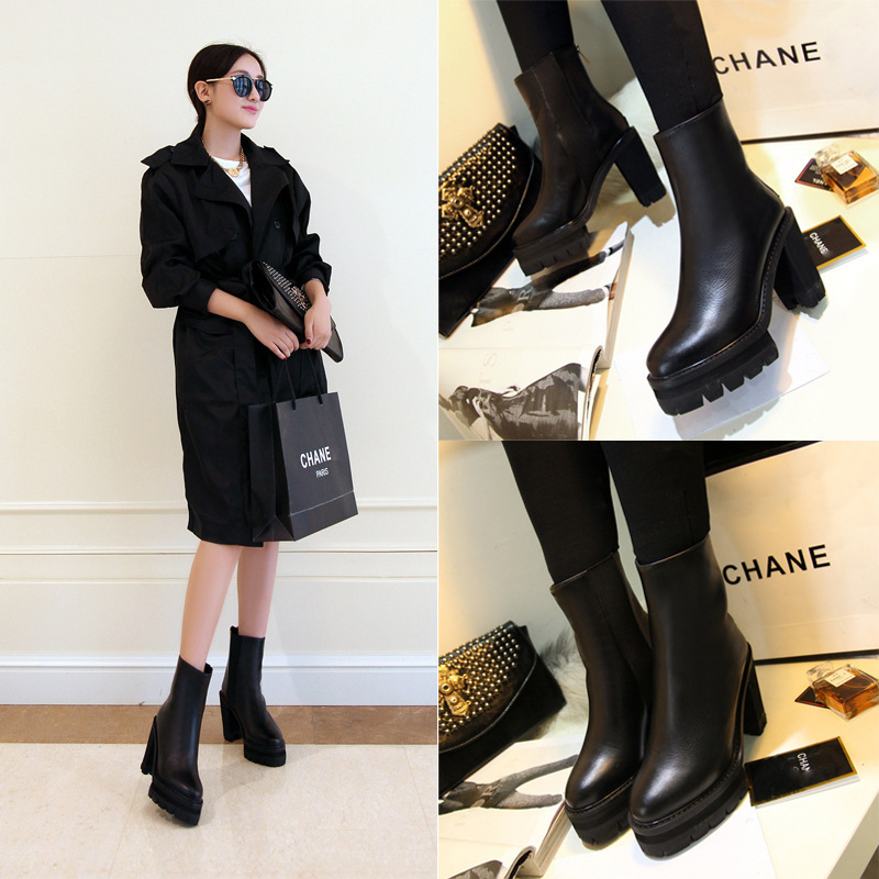 2014 autumn and winter in Europe and America stand round with thick waterproof side zipper solid