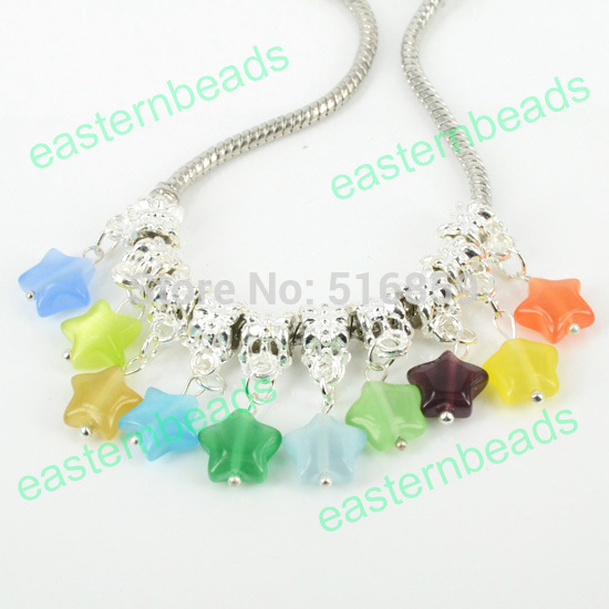 Wholesale 20PC Dangle Multicolor 10mm Opal Star Drip Charms Loose Beads Fit Pandora European Bracelets Free