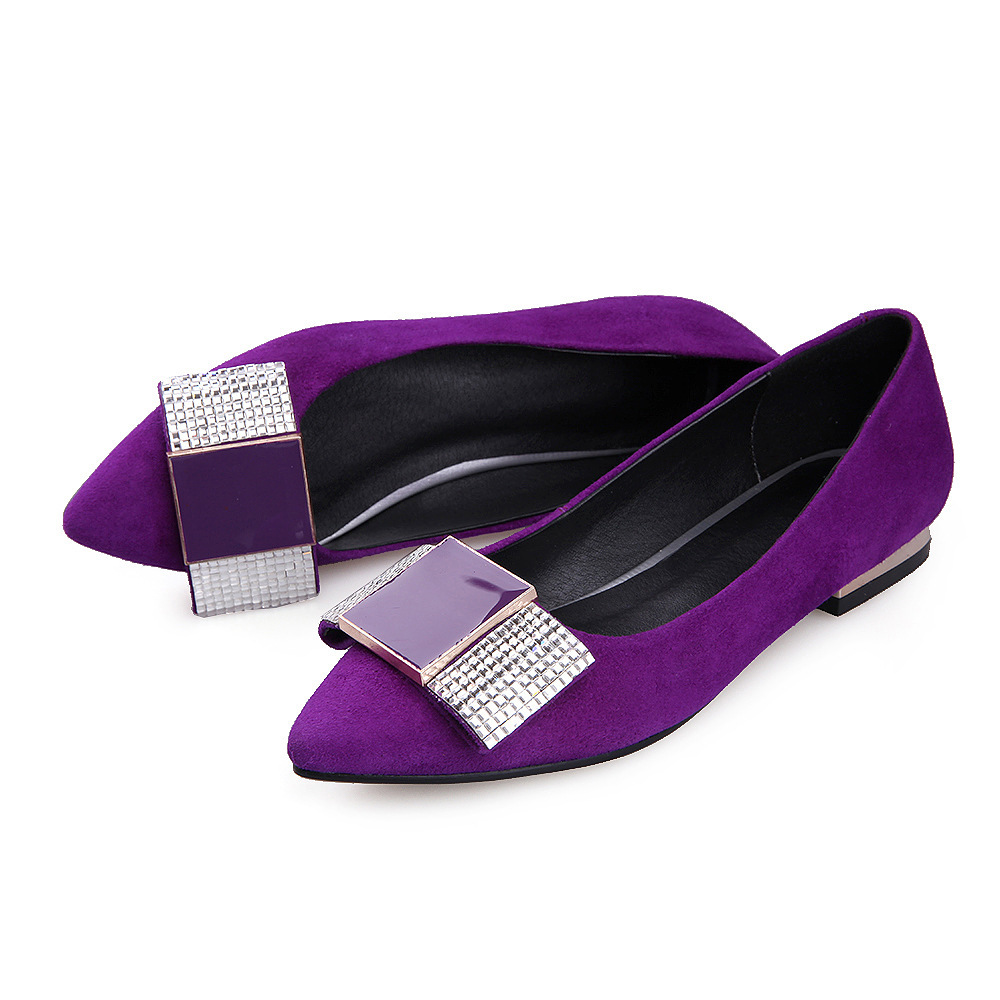 Fall 2014 new Korean bow shallow mouth diamond tip microfiber matte singles shoes sheepskin shoes A4