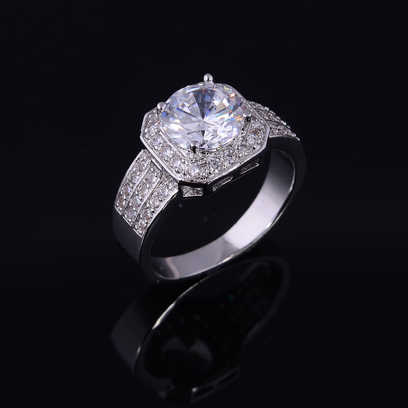 Zircon Rings for Women Wedding Ring Big Crystal Jewelry Engagement rings O wedding bands Rhodium Plated