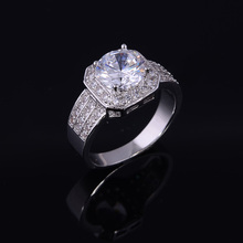 Zircon Rings for Women Wedding Ring Big Crystal Jewelry Engagement rings O wedding bands Rhodium Plated Square New 2014