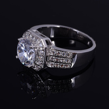 Zircon Rings for Women Wedding Ring Big Crystal Jewelry Engagement rings O wedding bands Rhodium Plated