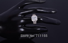 Zircon Rings for Women Wedding Ring Big Crystal Jewelry Engagement rings O wedding bands Rhodium Plated