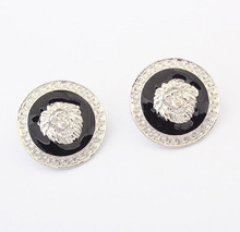 2014 Fashion Hip Hop gold and silver Crystal Round Stud Earring Platinum Brand Earring For Men