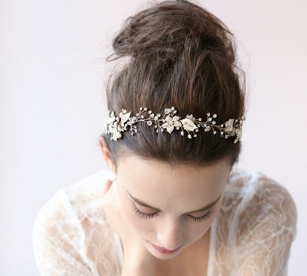 Wedding Hair Vine Rhinestone and Keishi Pearl Flower Hair Piece Floral ...