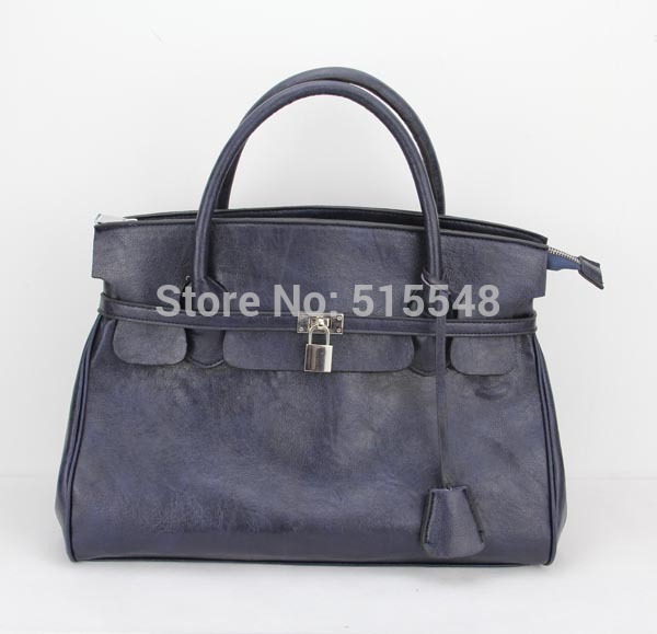 H001 blue Fashion women handbag Shoulder straps adjustable detachable 8 different colors wide 14 x high