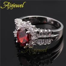 Clear Red Cubic Zirconia Engagement Rings Ruby Top Quality Simulated Diamond Wedding Jewelry For Women