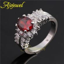 Clear Red Cubic Zirconia Engagement Rings Ruby Top Quality Simulated Diamond Wedding Jewelry For Women