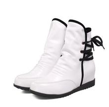 Lacing low heeled boots single boots wedges female sweet thermal boots slip resistant snow boots female