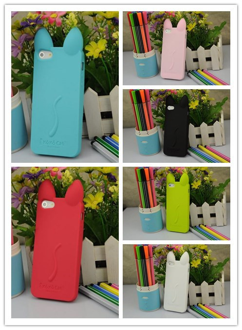 1Pcs 8 Color Korean style Cute rabbit ears silicone mobile phone cover protective Case for iphone