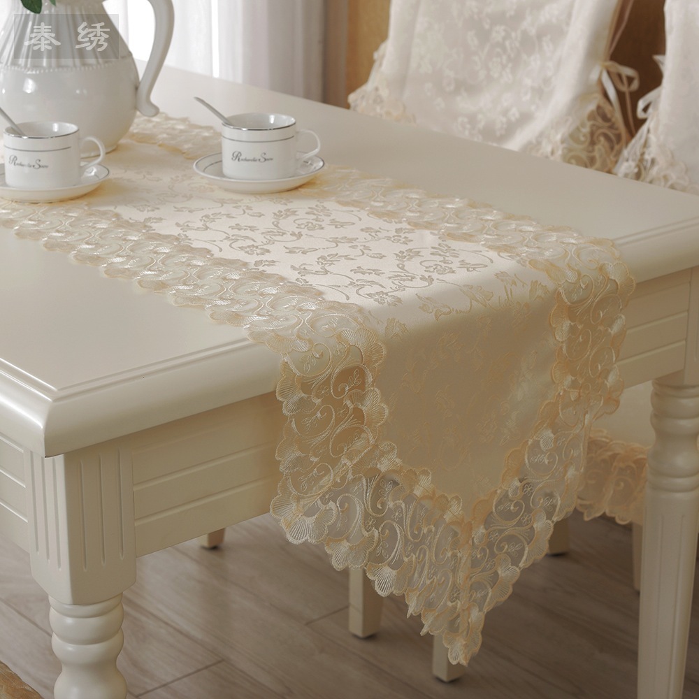 Cream table lace  cheap High colored lace Luxury runner grade  table lace cloth table runners