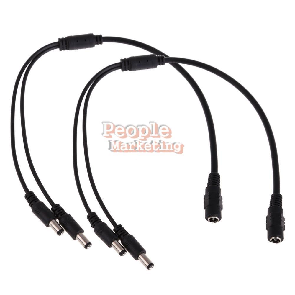 2pcs DC 1 to 2 Power Splitter Cable Cord for CCTV Camera 1 Female to 2