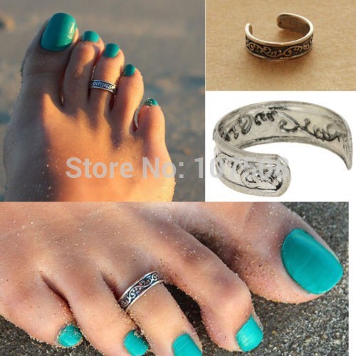 Fashion Beach Jewelry Adjustable Antique Silver Metal Toe Ring Chic Foot Jewelry