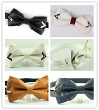 new Formal commercial leather bow tie male solid color marriage bow ties for men candy color butterfly cravat bowtie butterflies