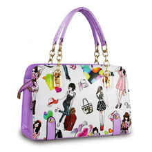 New 2014 Summer Women s leather handbag Fashion Young Shoulder bag cross body cartoon graphic patterns