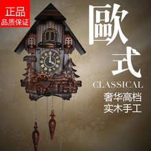 European cuckoo clocks light controlled time real wood manual sculpture creative living room clock