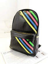 So Hot ! new PU leather high school female backpack striped pattern bag two colors fashion school students backpack