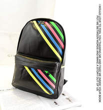 So Hot new PU leather high school female backpack striped pattern bag two colors fashion school